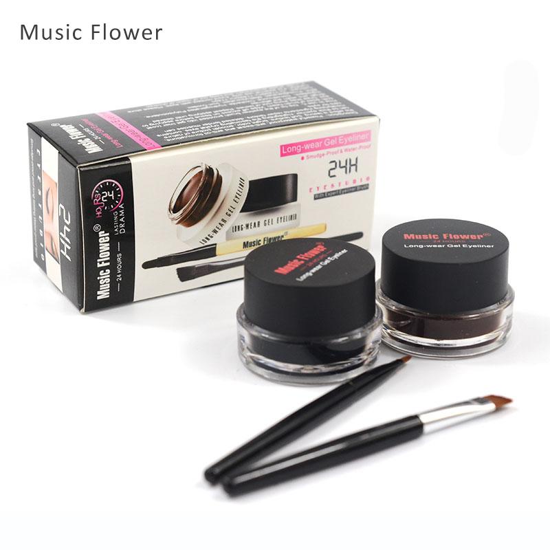 2 in 1 Coffee + Black Gel Eyeliner Make Up Waterproof Eye Liner Cosmetics Set