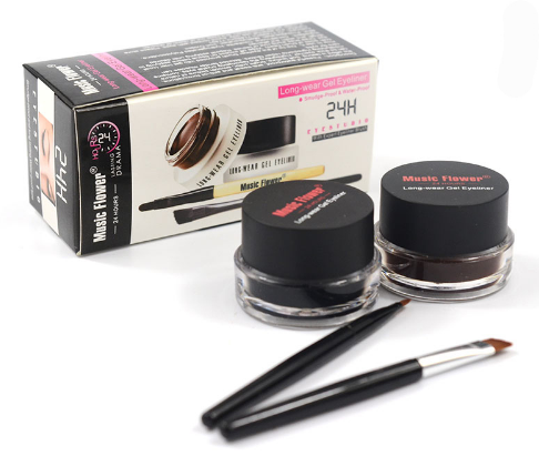 2 in 1 Coffee + Black Gel Eyeliner Make Up Waterproof Eye Liner Cosmetics Set