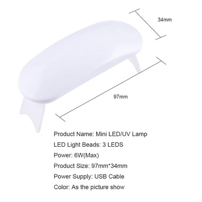 Mini 6W White LED/UV Lamp Nail Dryer