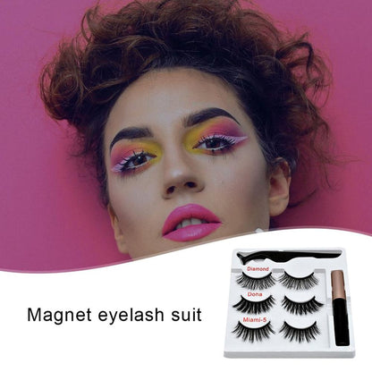 Eyelash Set (3 Pairs Of Magnetic Eyelashes + Eyeliner + Tweezers)