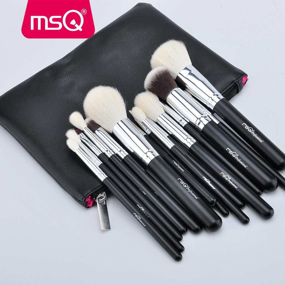 15pcs Pro Makeup Brushes Set Leather Case MSQ